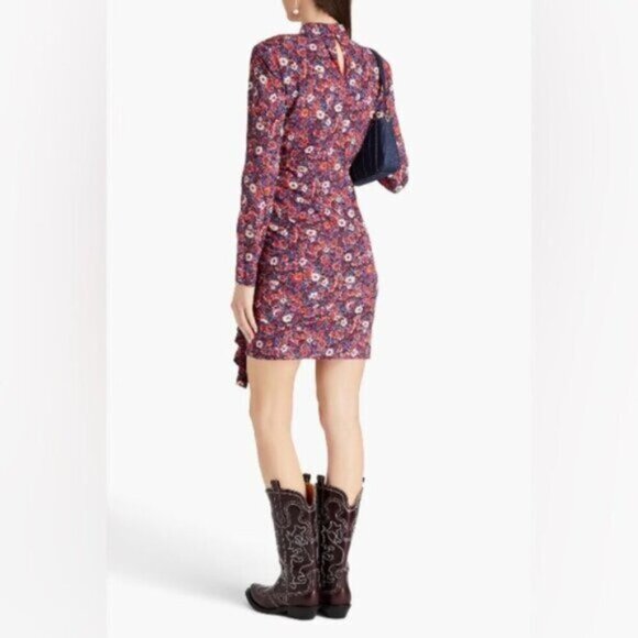 NWT- VERONICA BEARD -Louella Floral Print Long Sleeve Dress In Berry Multi - Picture 2 of 13
